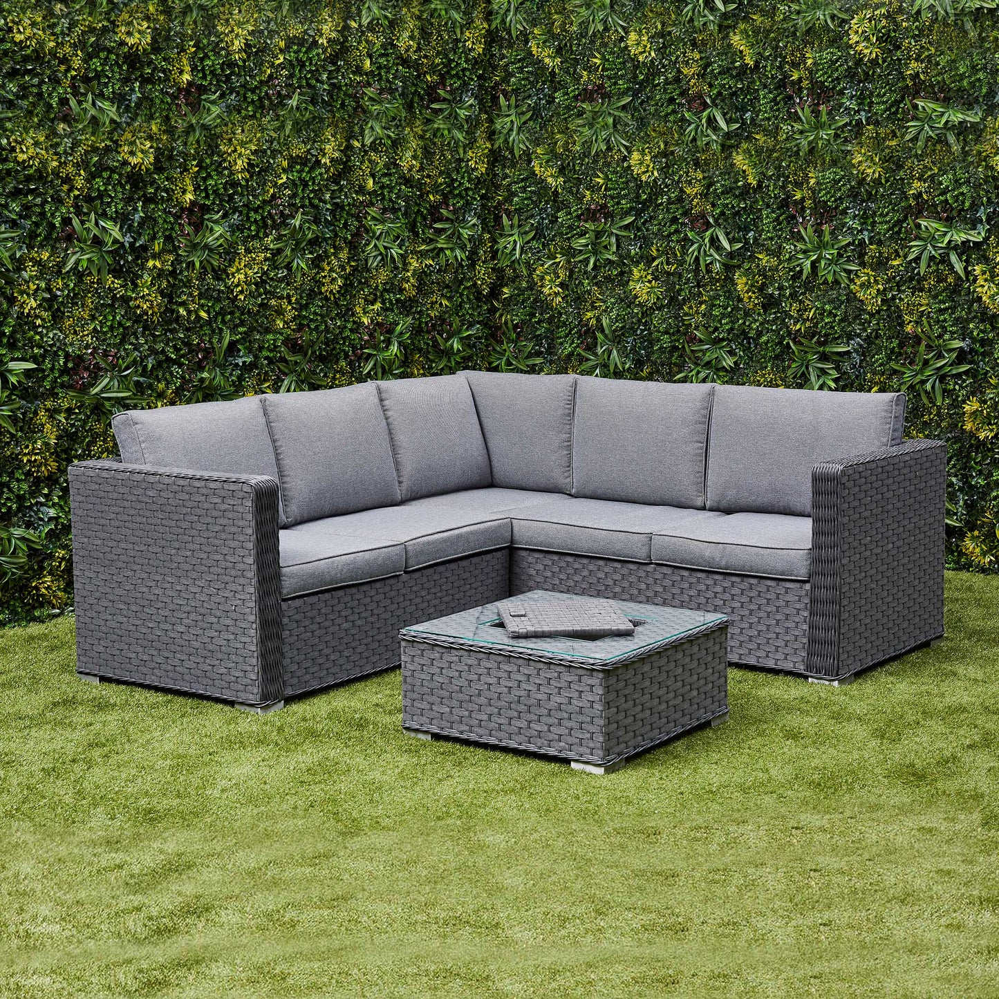 Nova Rattan Corner Sofa Set with Ice Bucket Grey