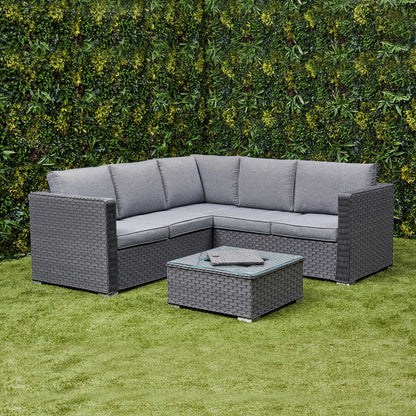 Nova Rattan Corner Sofa Set with Ice Bucket Grey