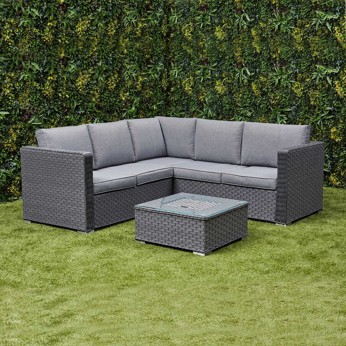 Nova Rattan Corner Sofa Set with Ice Bucket Grey