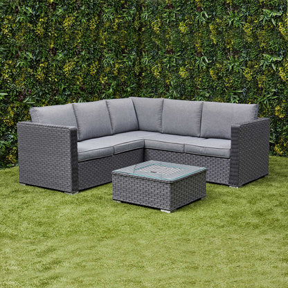 Nova Rattan Corner Sofa Set with Ice Bucket Grey