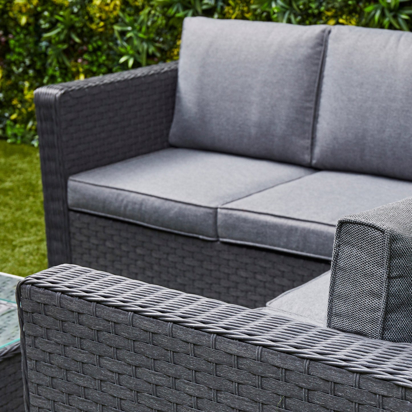 Nova Rattan Corner Sofa Set with Ice Bucket Grey