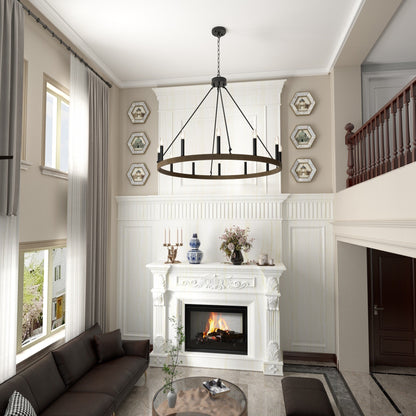 Acroma 12-light Farmhouse 40In Wagon Wheel Chandelier with UL - 40'' D x 138'' H