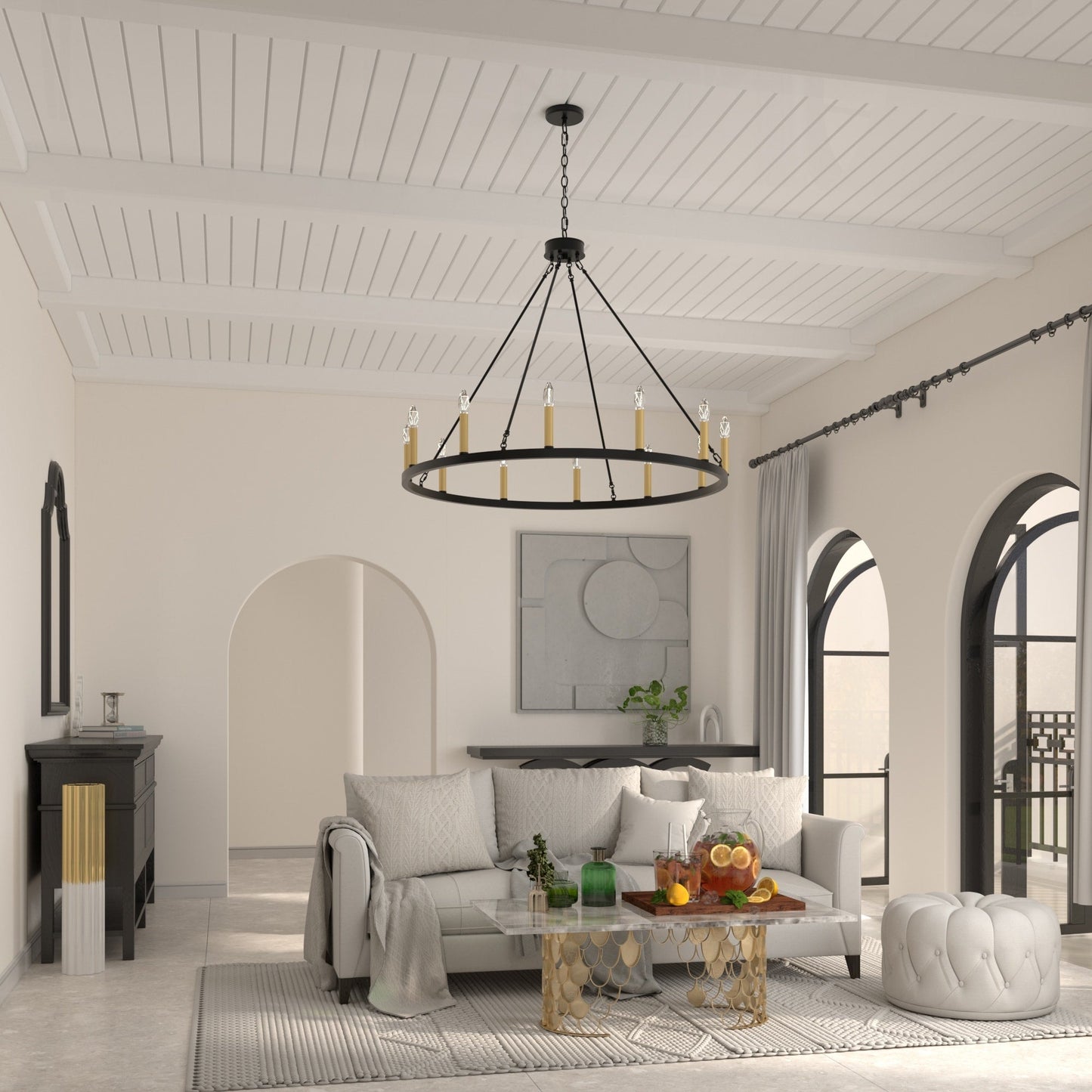 Acroma 12-light Farmhouse 40In Wagon Wheel Chandelier with UL - 40'' D x 138'' H