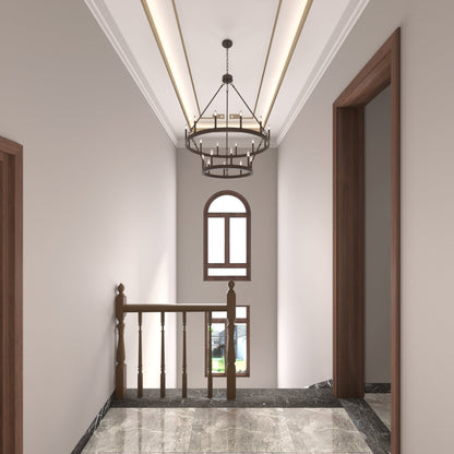 Acroma 20-light Modern Farmhouse 40In Round Wagon Wheel Chandelier with UL