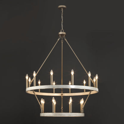Acroma 20-light Modern Farmhouse 40In Round Wagon Wheel Chandelier with UL