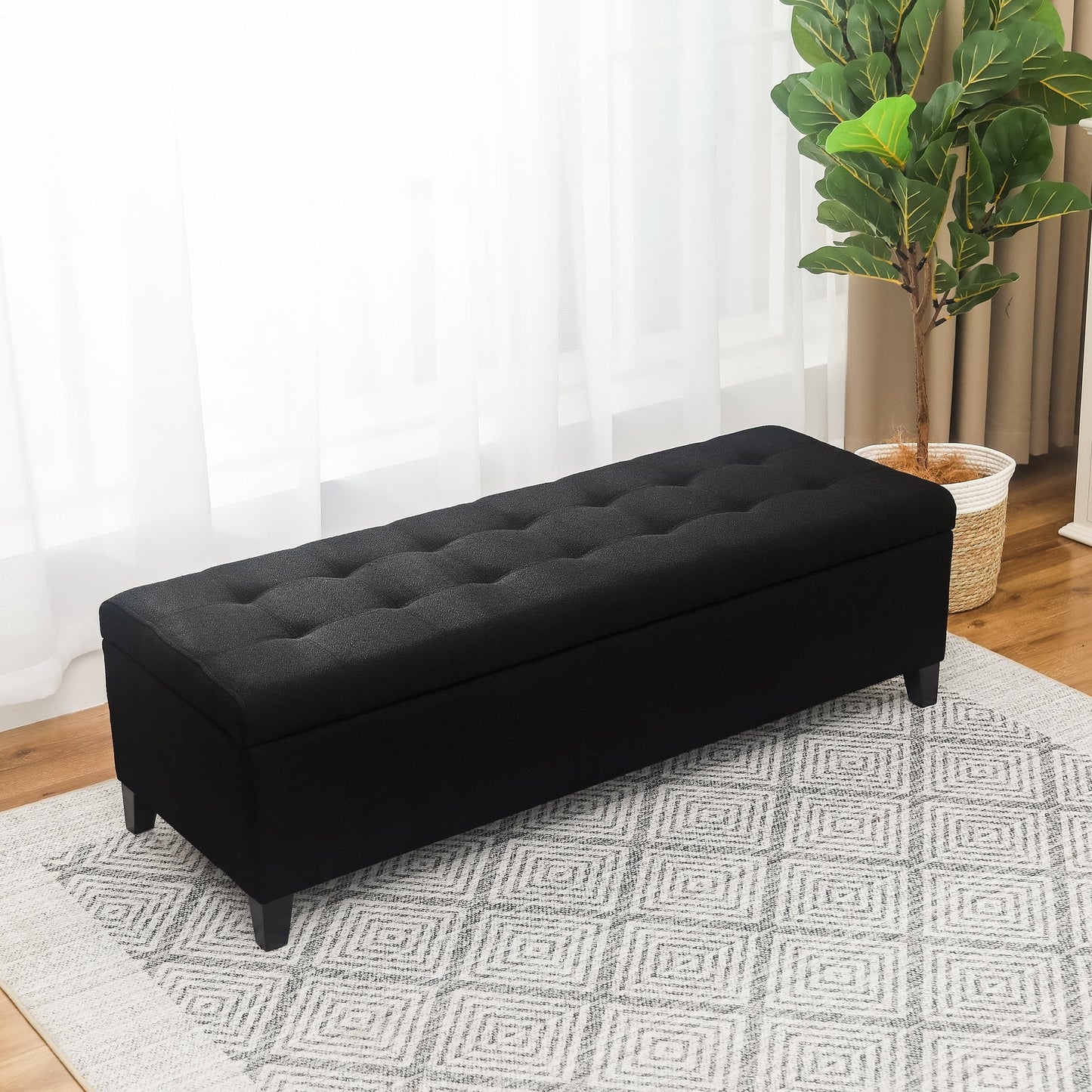 Adeco 50 Bonded Leather Storage Ottoman Bench