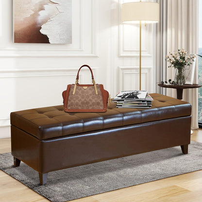 Adeco 50 Bonded Leather Storage Ottoman Bench