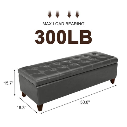 Adeco 50 Bonded Leather Storage Ottoman Bench
