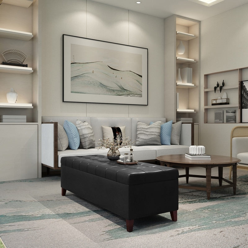 Adeco 50 Bonded Leather Storage Ottoman Bench