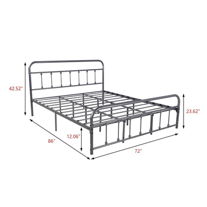 Alazyhome Simple Vintage Metal Platform Bed Frame, Easy-Assembly