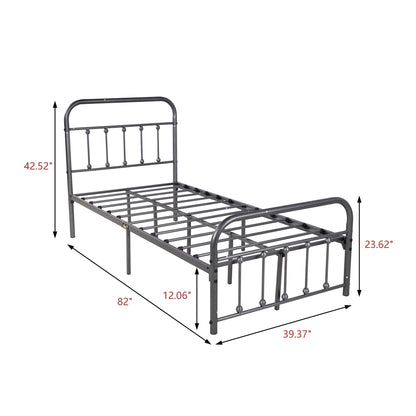Alazyhome Simple Vintage Metal Platform Bed Frame, Easy-Assembly