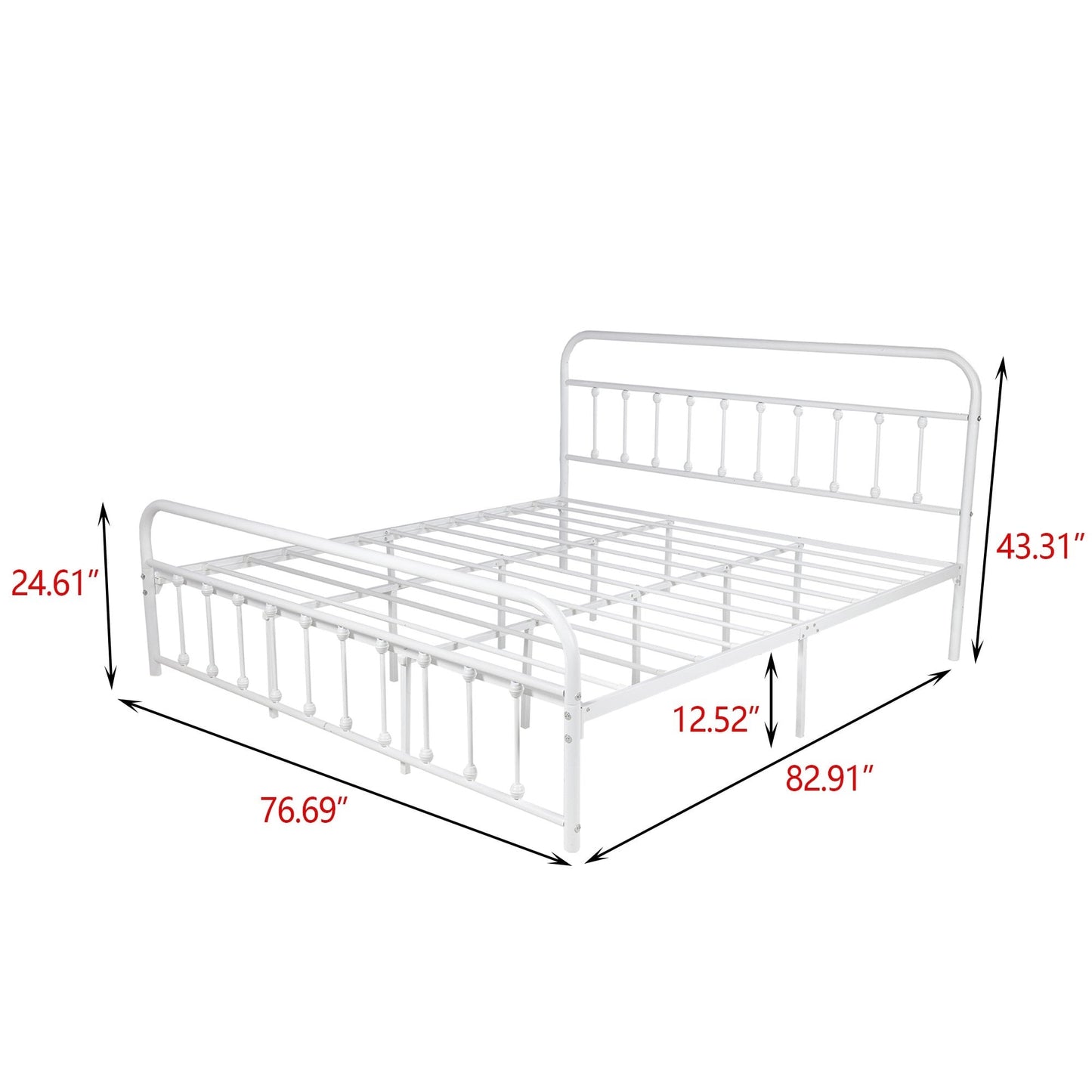 Alazyhome Simple Vintage Metal Platform Bed Frame, Easy-Assembly