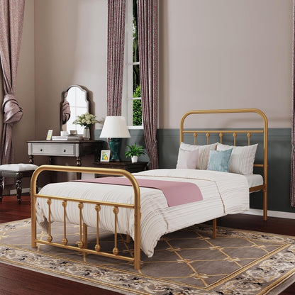 Alazyhome Simple Vintage Metal Platform Bed Frame, Easy-Assembly