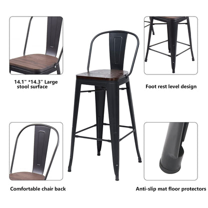 Andeworld farmhouse bar stools ,counter height bar stools set of 4 - Set of 4