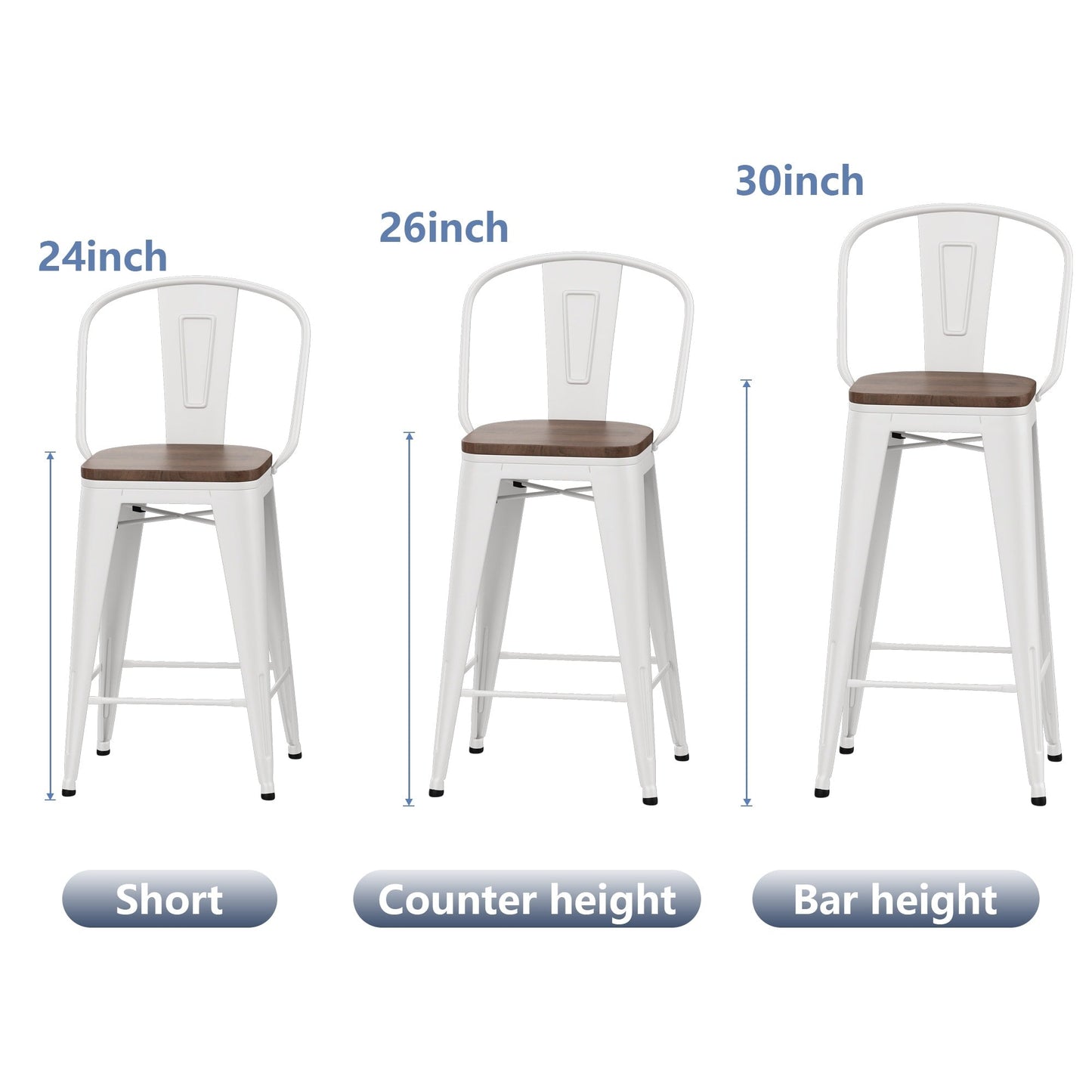 Andeworld farmhouse bar stools ,counter height bar stools set of 4 - Set of 4