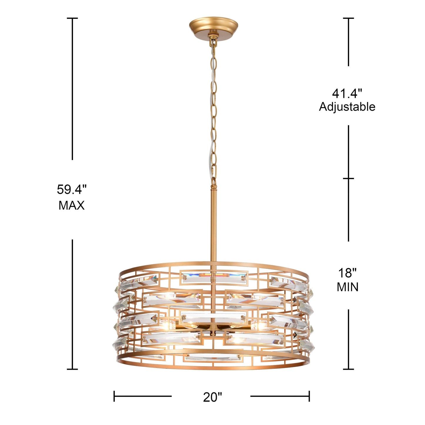 Anita Drum Shade Chandelier with Clear Glass Prism