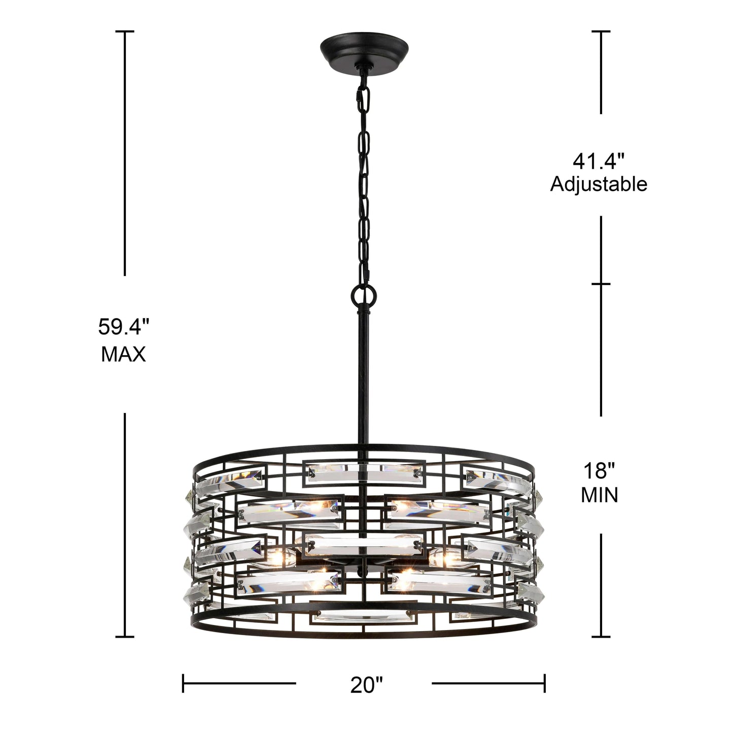 Anita Drum Shade Chandelier with Clear Glass Prism