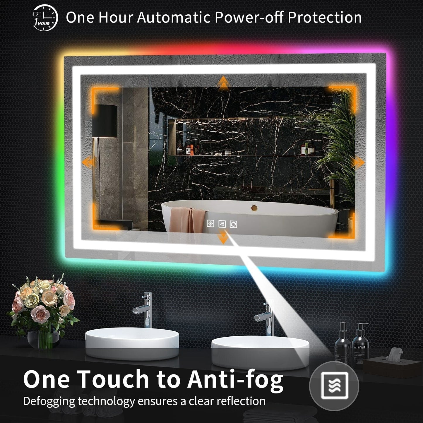 Anti-Fog RGB Backlit & LED Frontlit Bathroom Mirror