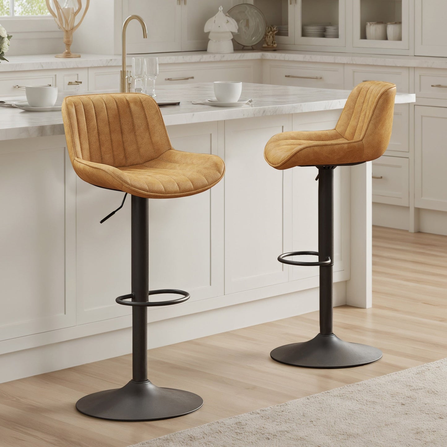 Art Leon Adjustable Height Swivel Barstool, Set of 2
