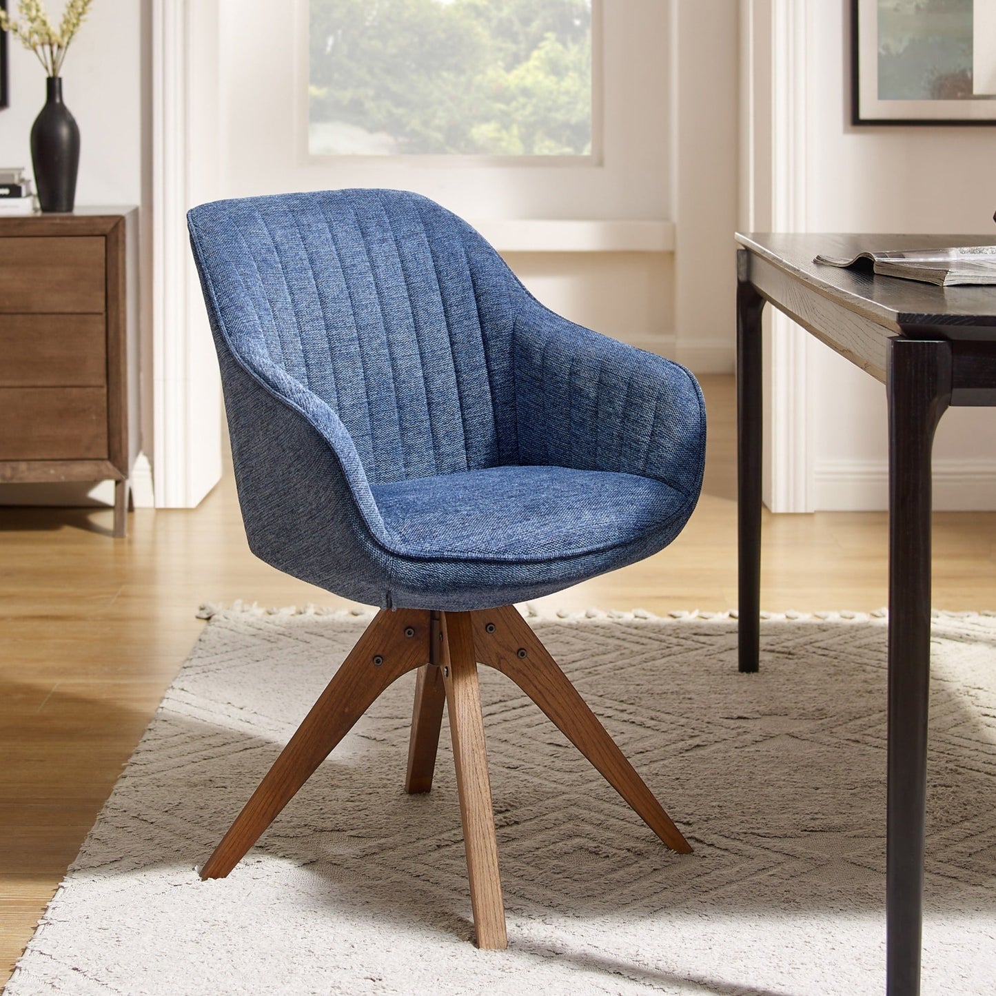 Art Leon Modern Home Office Swivel Arm Accent Chair with Wood Legs