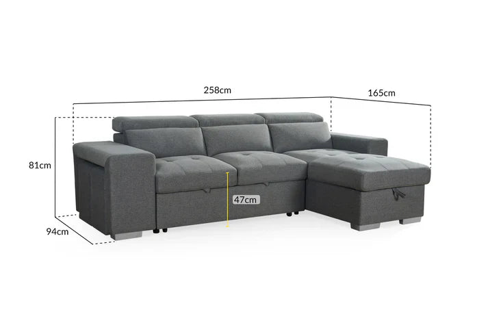 Calvin Sofabed Grey Universal Corner