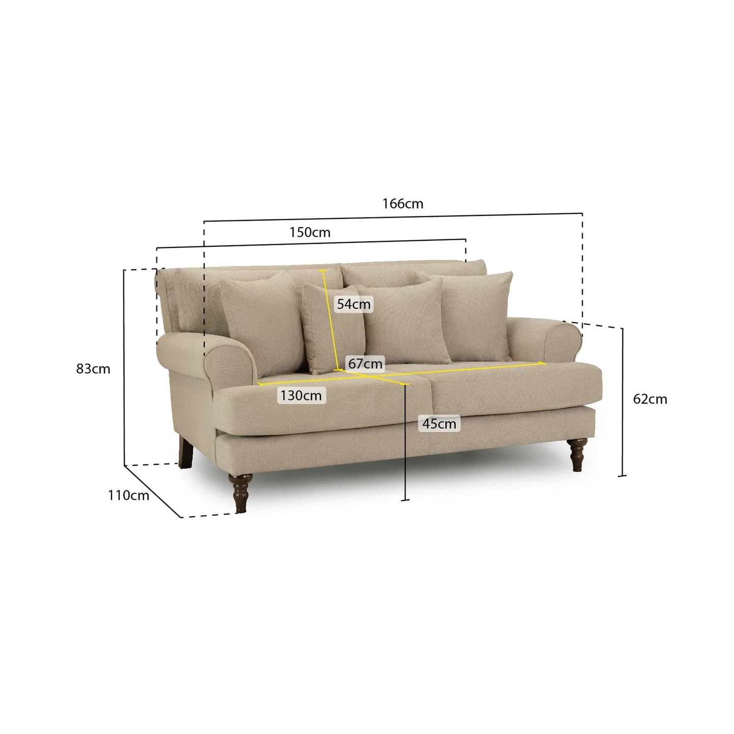 Aspen Sofa Beige 2 Seater