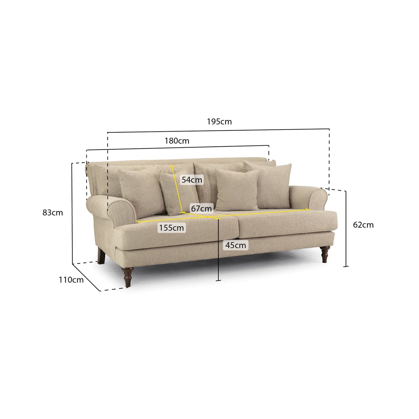 Aspen Sofa Beige 3 Seater