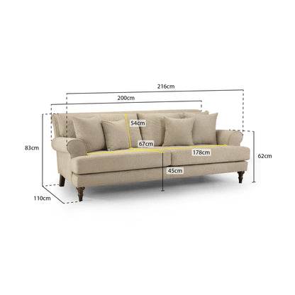 Aspen Sofa Beige 4 Seater