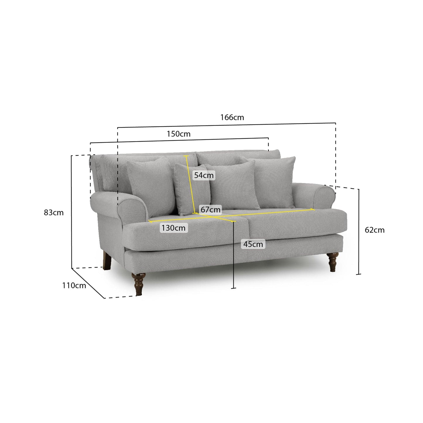 Aspen Sofa Grey 2 Seater