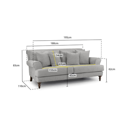 Aspen Sofa Grey 3 Seater