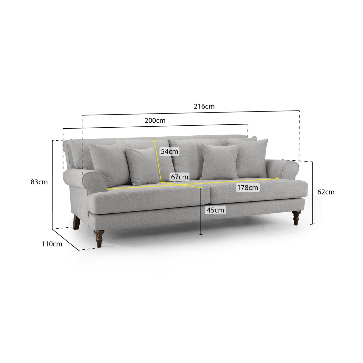Aspen Sofa Grey 4 Seater