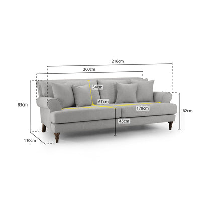 Aspen Sofa Grey 4 Seater