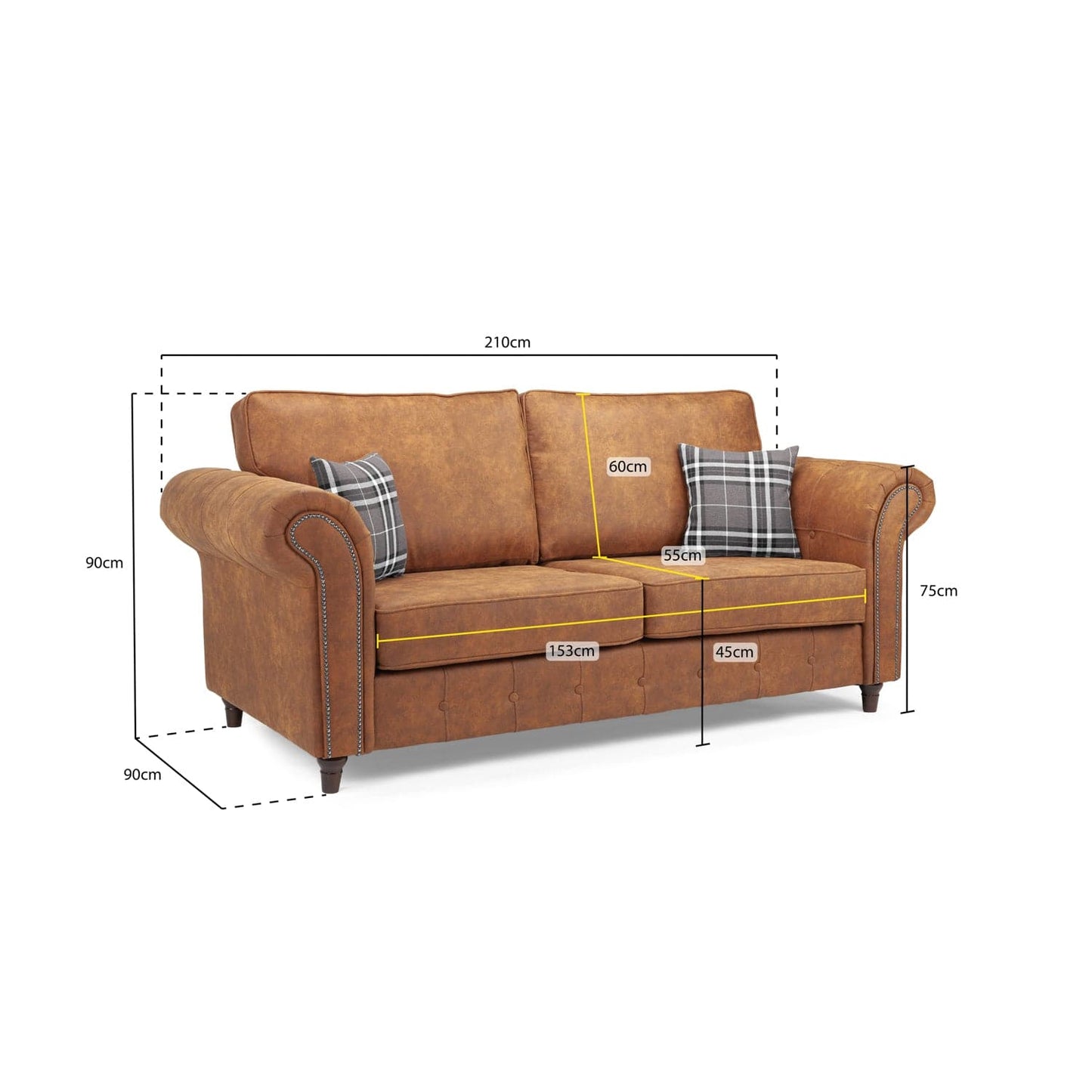 Atlanta Sofa Tan 3 Seater