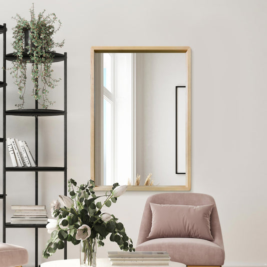 The Tobias - Solid Oak Rounded Corner Wall Mirror 39 X 27.5 (100CM X 70CM) Scandinavian 'Scandi' Inspired.