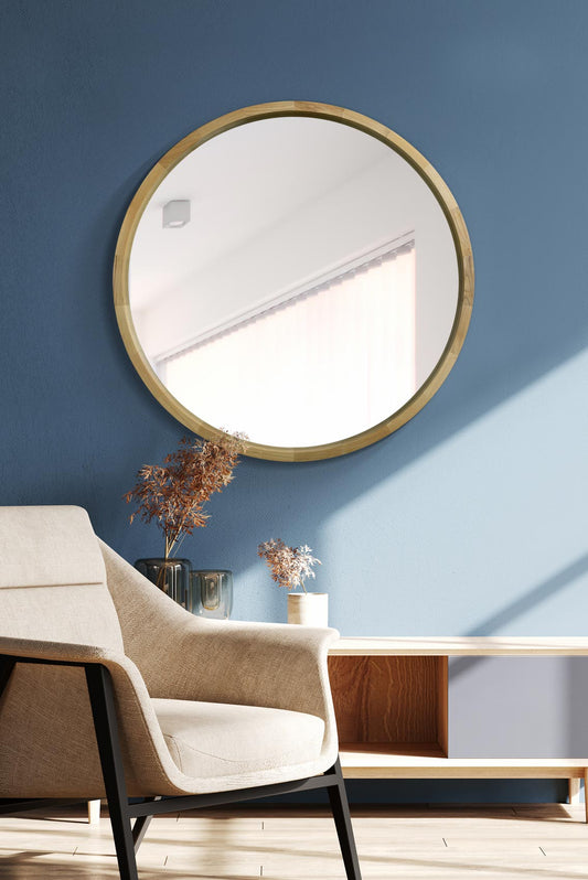 The Tobias - Solid Oak Round Deep Dish Framed Mirror 35 X 35 (90CM X 90CM)