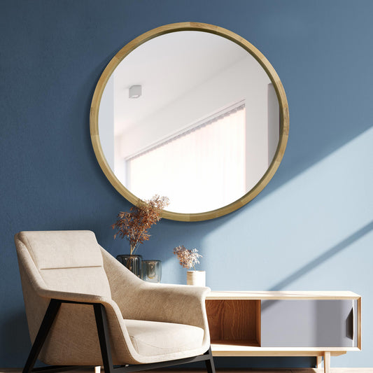 The Tobias - Solid Oak Round Deep Dish Framed Mirror 39 X 39 (100CM X 100CM)