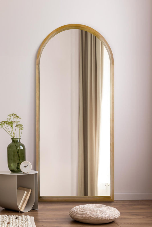 The Tobias - Solid Oak Framed Arched Leaner / Wall Mirror 75 X 33 (190CM X 85CM) Scandinavian 'Scandi' Inspired.