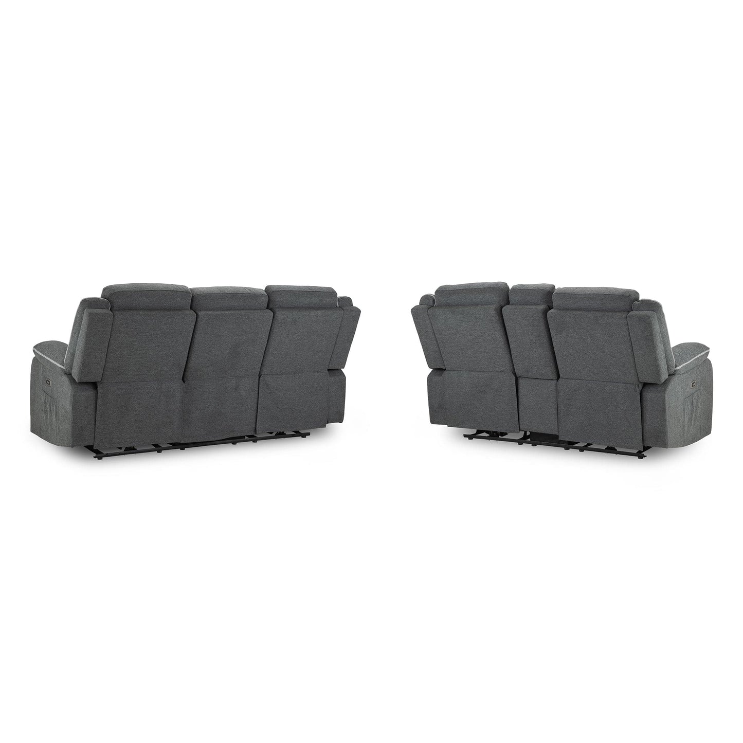 Dexter Electric Recliner Sofa Grey Fabric 3+2 Set