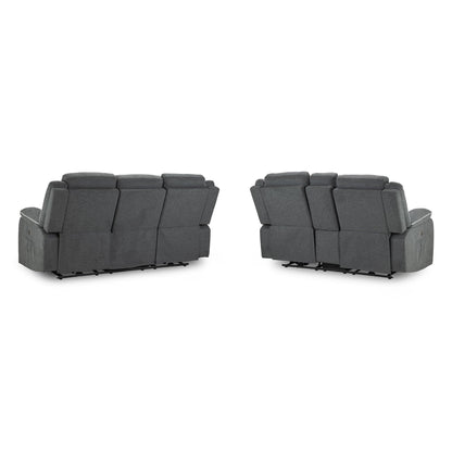 Dexter Electric Recliner Sofa Grey Fabric 3+2 Set