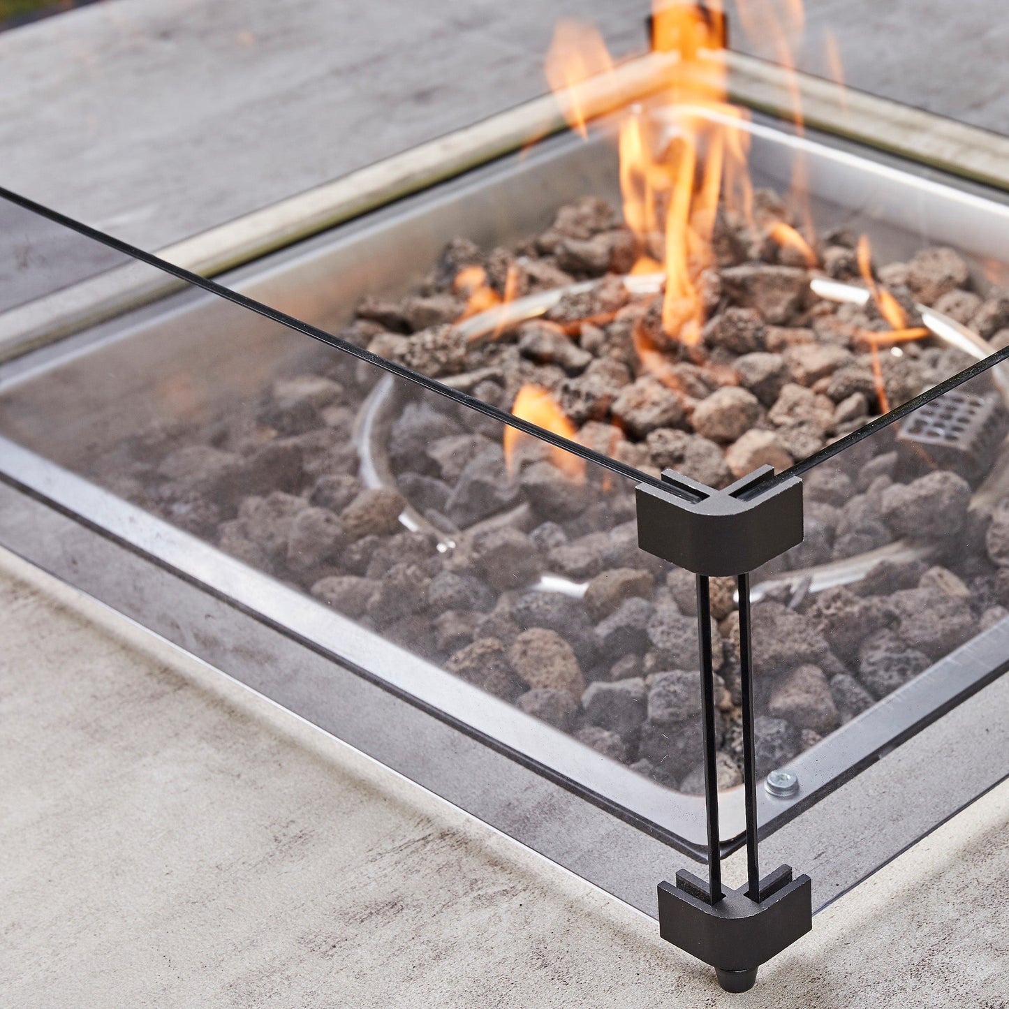 Ivy Aluminium & Rattan Corner Dining Set with Fire Pit