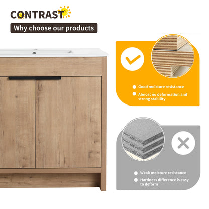 Beingnext 24/30/36 Bathroom Vanity with Sink, Freestanding Bathroom Vanity with Soft Close Door and Adjustable Shelf