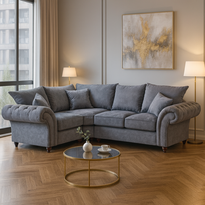 Berkshire Fullback Sofa Grey Left Hand Facing Corner