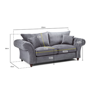 Berkshire Fullback Sofa Grey 3 Seater