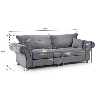 Berkshire Fullback Sofa Grey 4 Seater