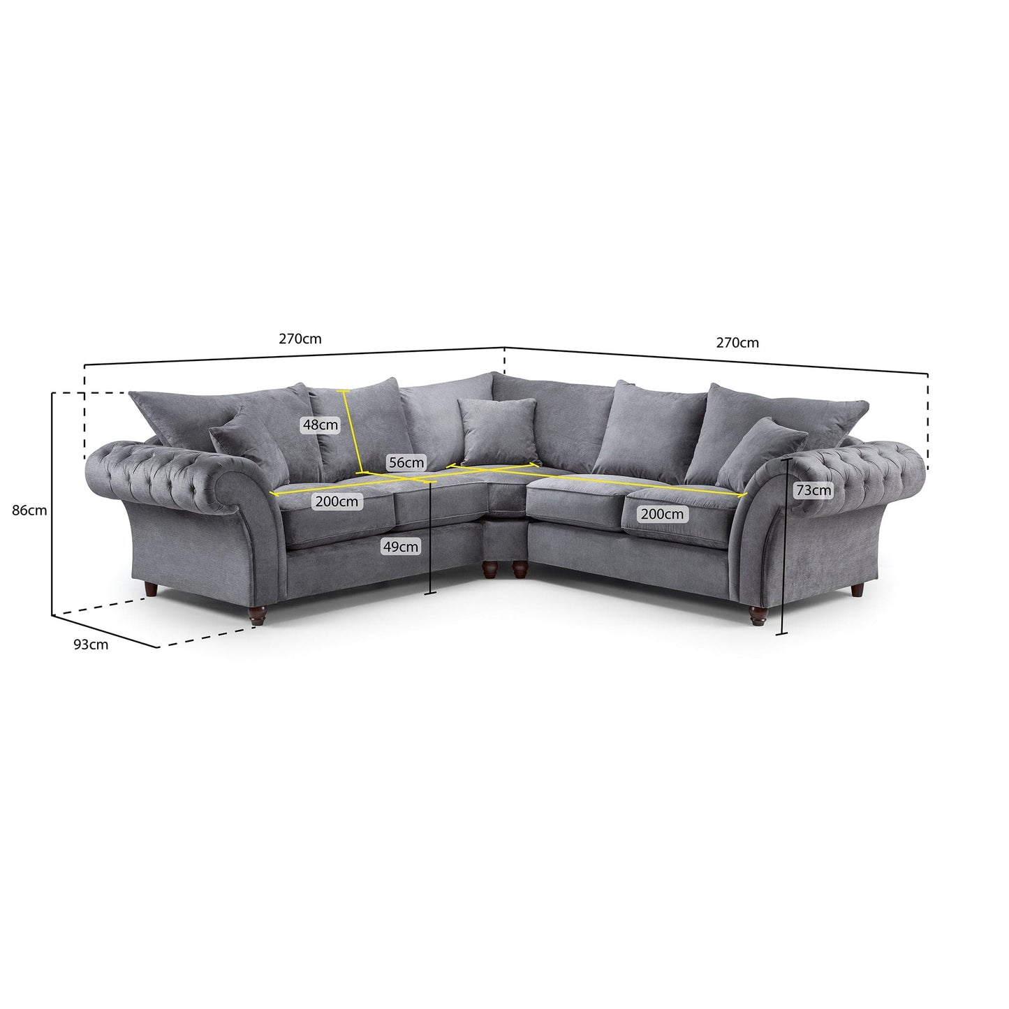 Berkshire Fullback Sofa Grey Large Corner
