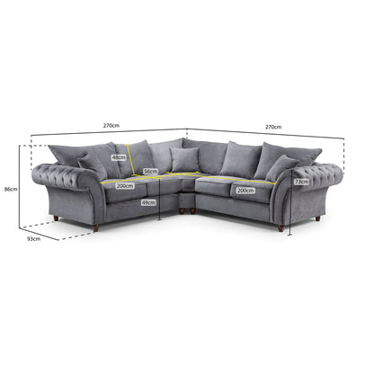 Berkshire Fullback Sofa Grey Large Corner