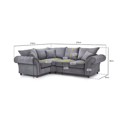 Berkshire Fullback Sofa Grey Left Hand Facing Corner