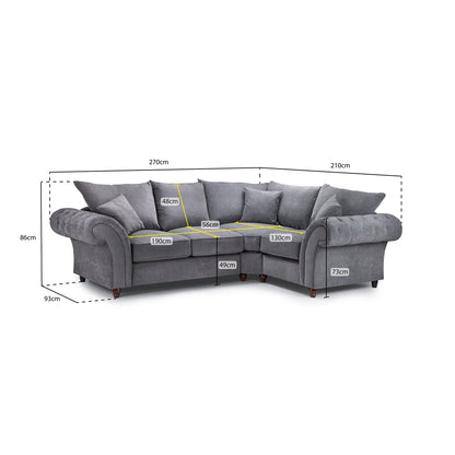 Berkshire Fullback Sofa Grey Right Hand Facing Corner