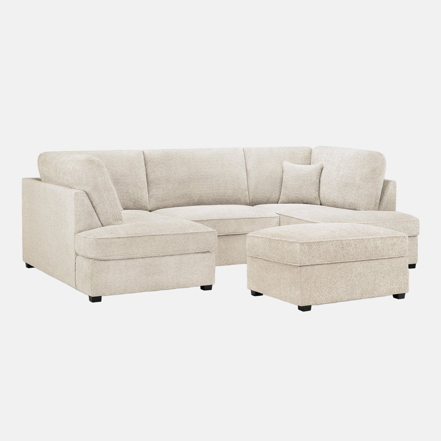 Camden U-Shape Corner Sofa with Footstool – Plush Grey