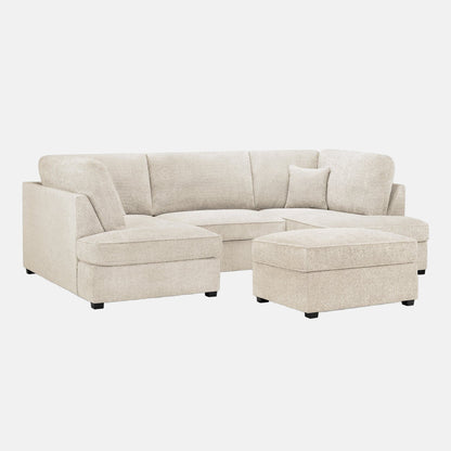 Camden U-Shape Corner Sofa with Footstool – Plush Grey